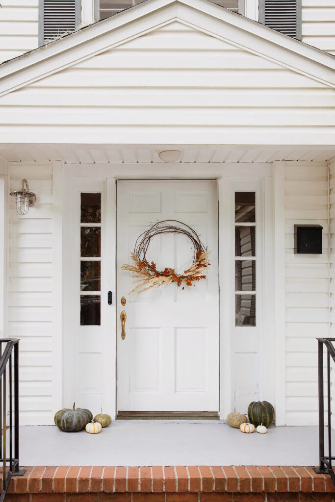 Fall wreath on white front door
