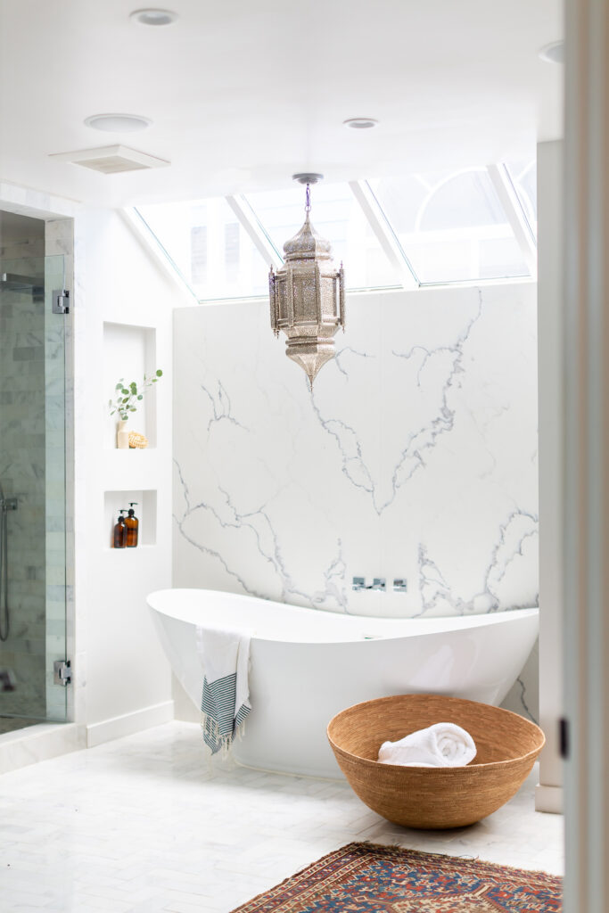 Marble bathroom with soaking tub