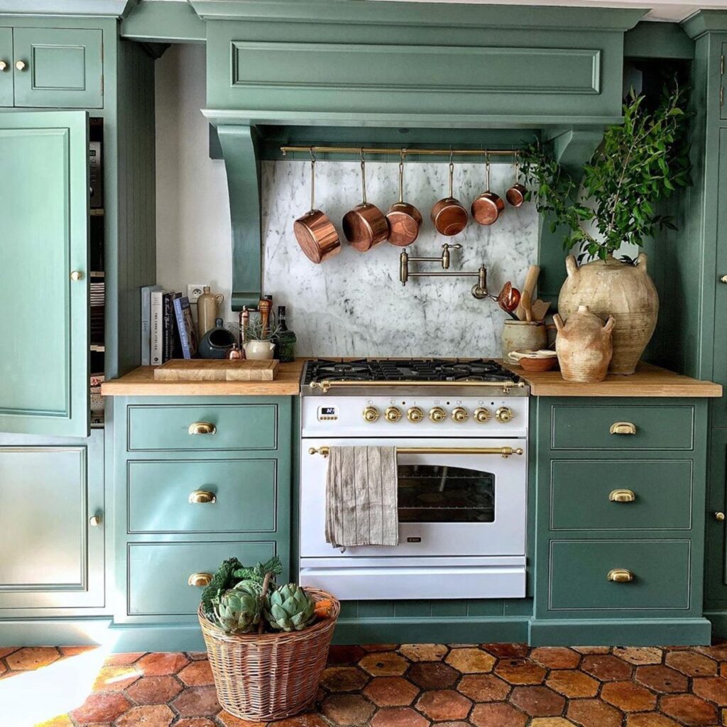 Country Green Kitchen Cabinets