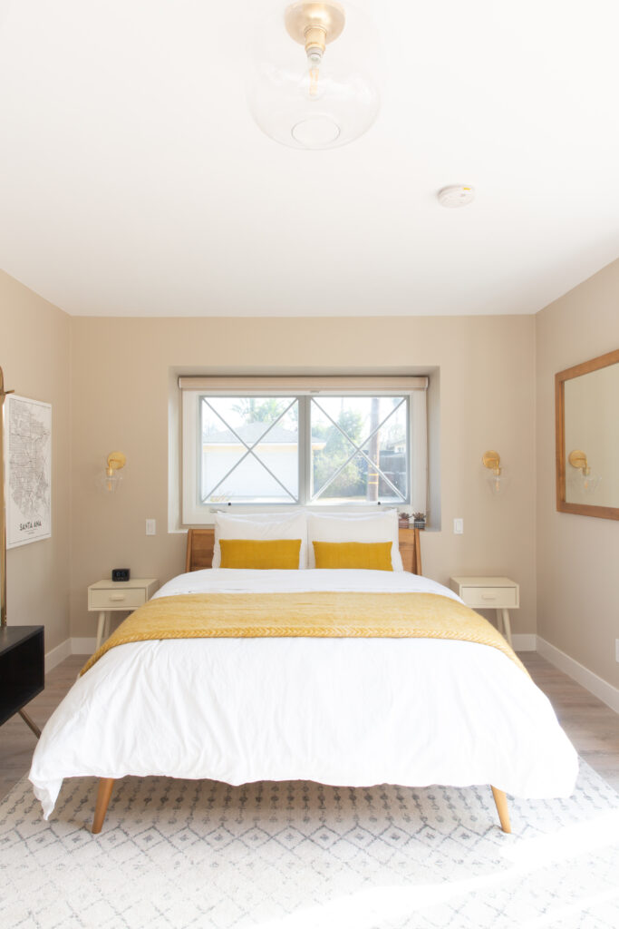 Yellow Airbnb bedroom