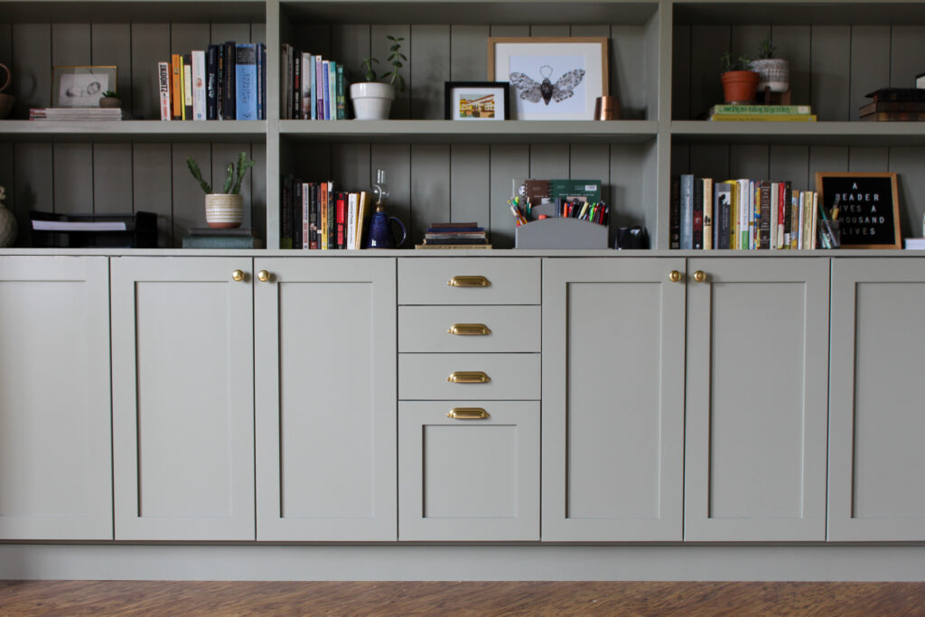 Olive Green Shiplap Gives This Home Office a “Beauty and the Beast” Moment