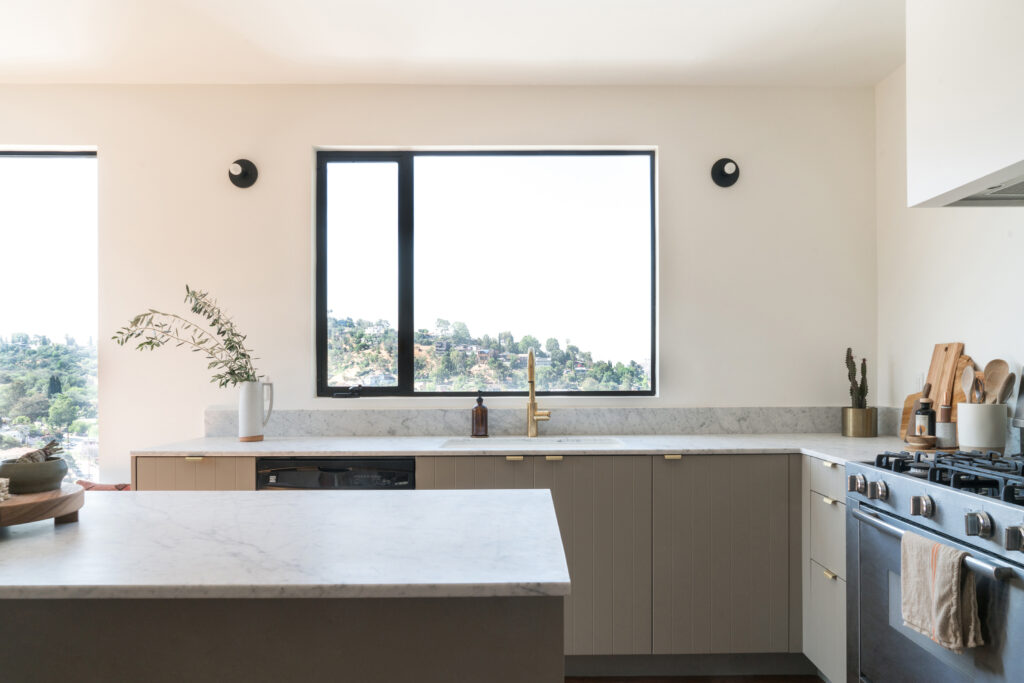 Semihandmade desert grey beaded kitchen cabinets