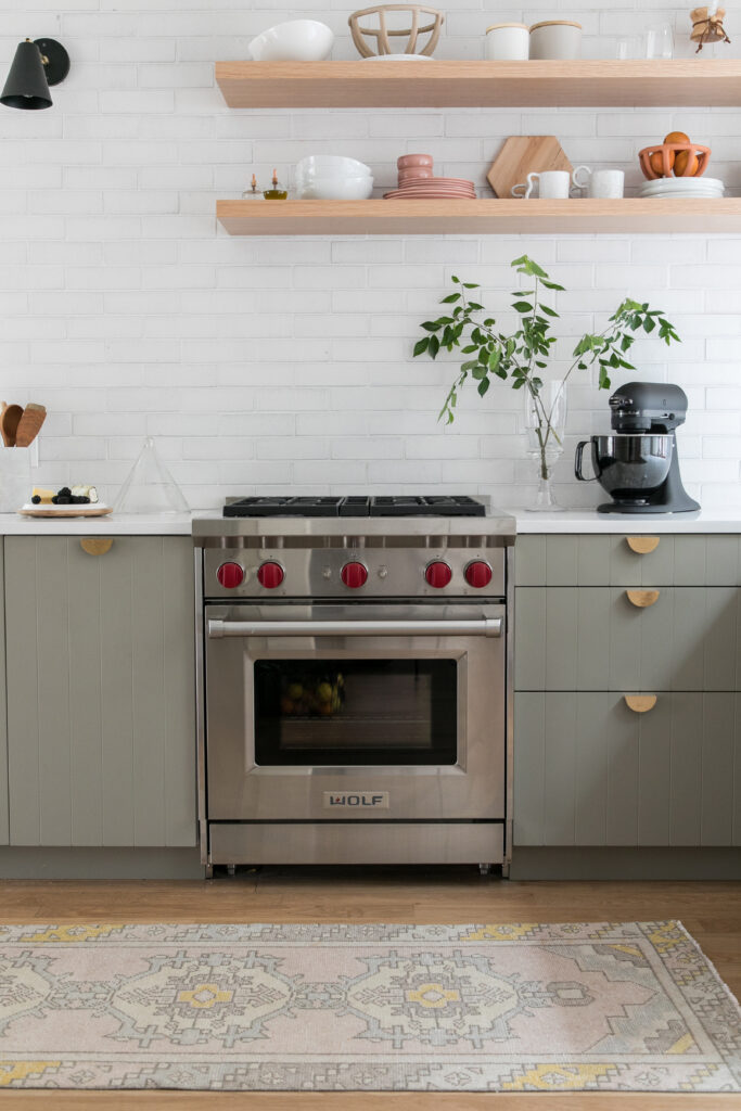 Semihandmade desert grey beaded kitchen cabinets
