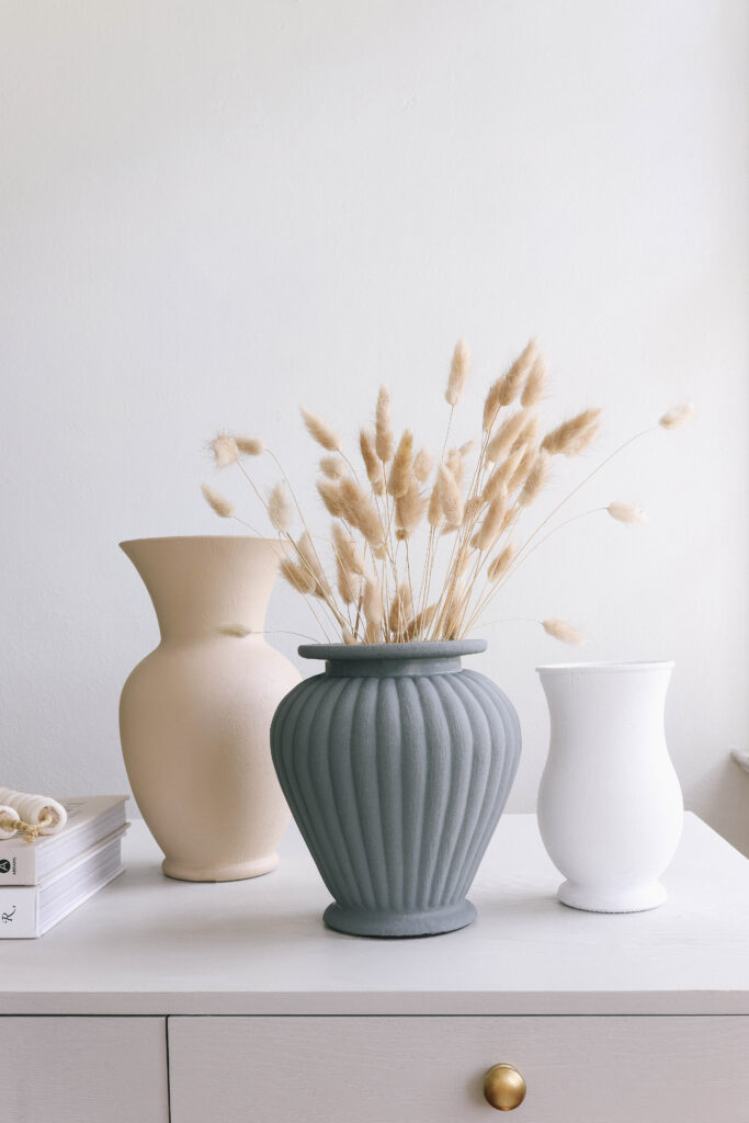 Neutral painted vases to look ceramic