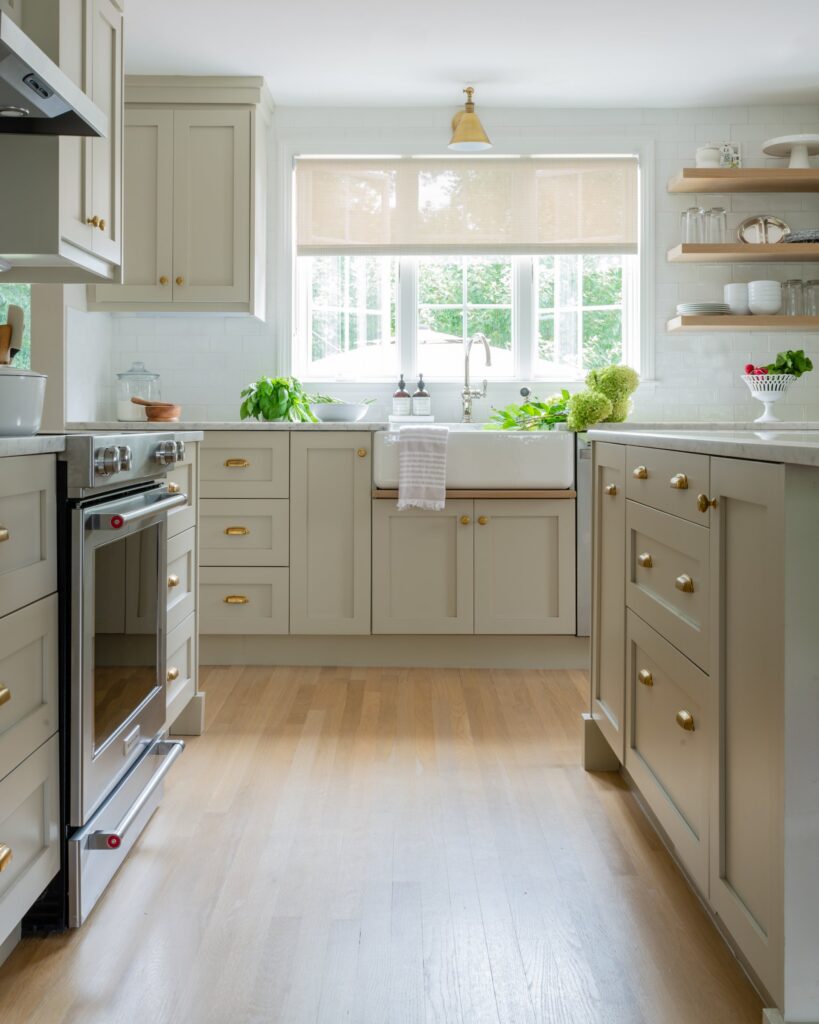 Cream grey kitchen cabinets