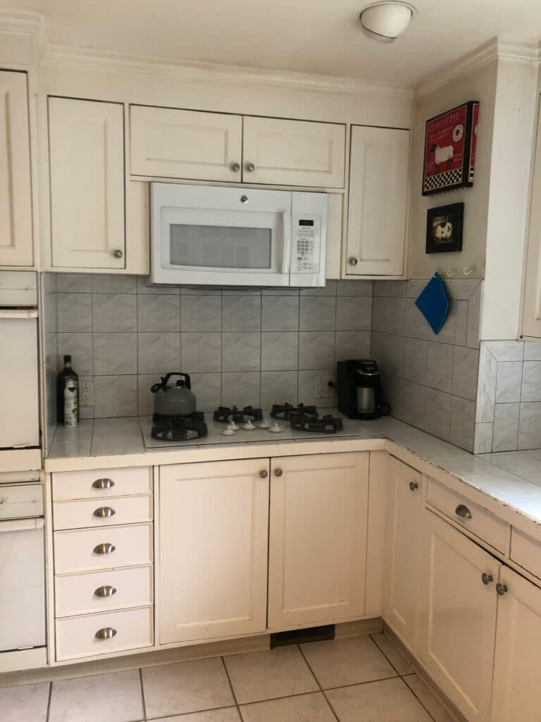 Before view of a white kitchen