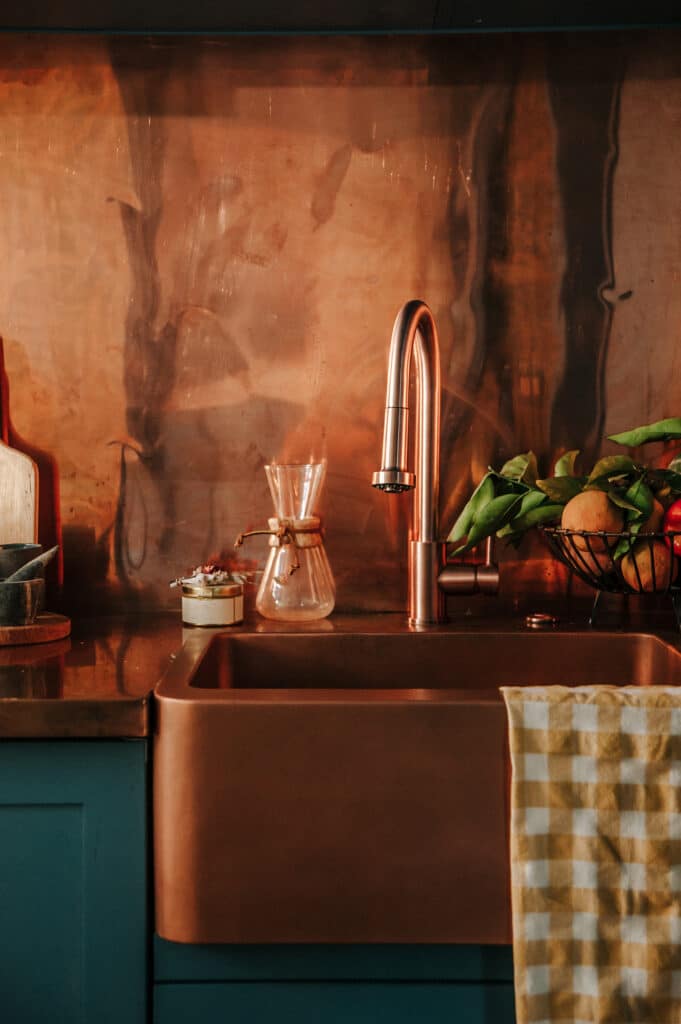 Copper sink and backsplash and counters