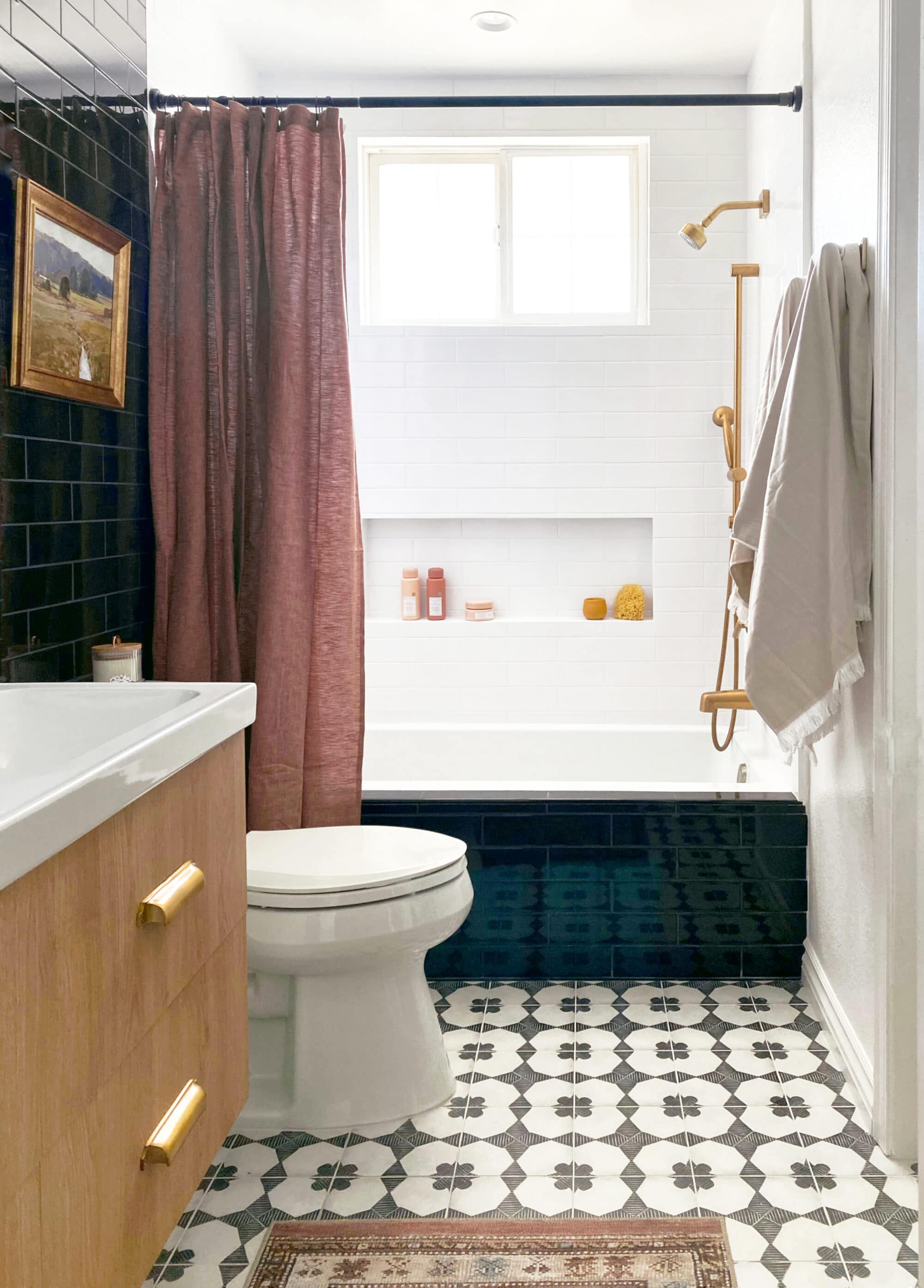 Three Kinds of Tile are Featured in This Budget Bathroom Renovation