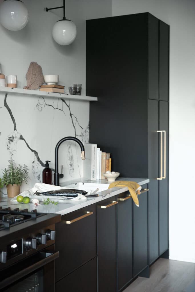 Elegant Black Kitchen Design, Kitchen Cabinets